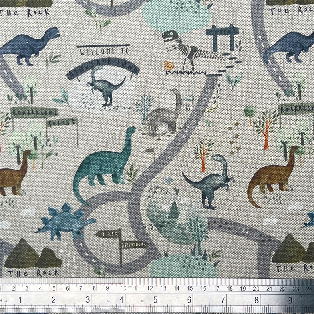 Dinosaur Land Printed Pure Panama Fabric