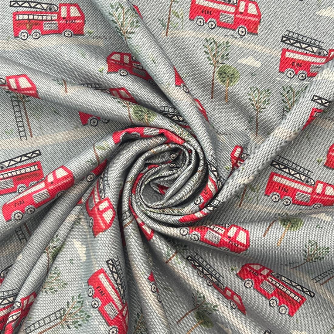 Fire Enqine Printed Pure Panama Fabric
