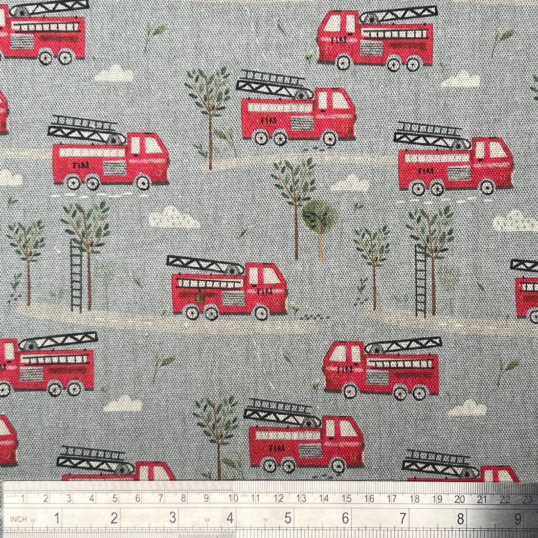 Fire Enqine Printed Pure Panama Fabric