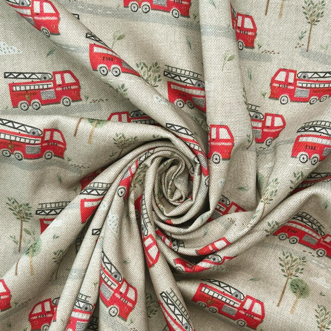 Fire Enqine Printed Pure Panama Fabric