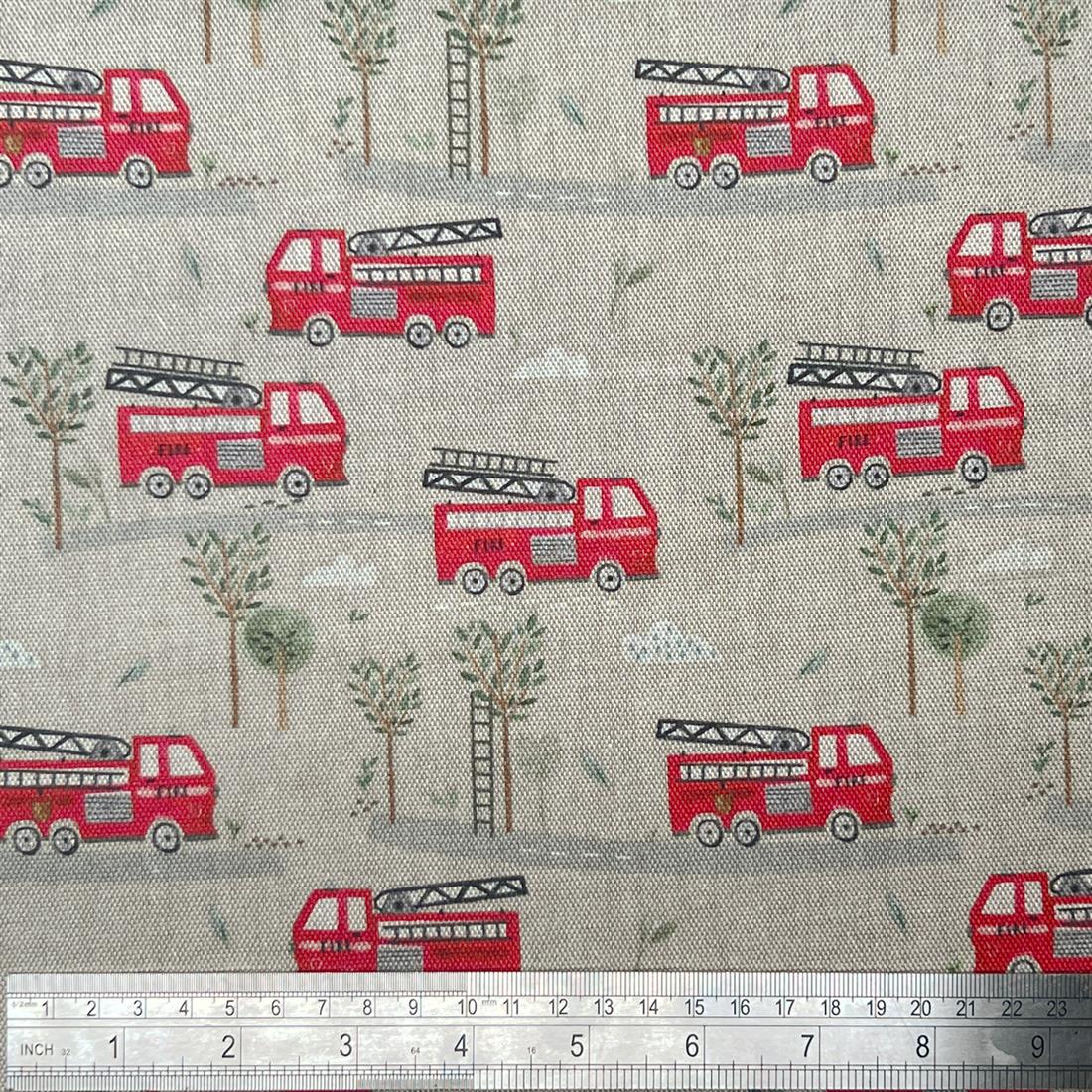 Fire Enqine Printed Pure Panama Fabric