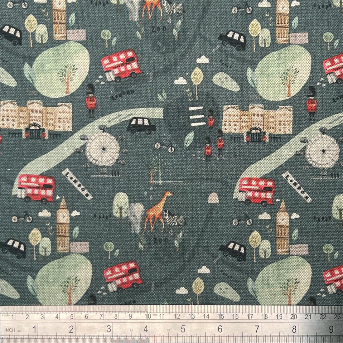 My Day in London Printed Pure Panama Fabric