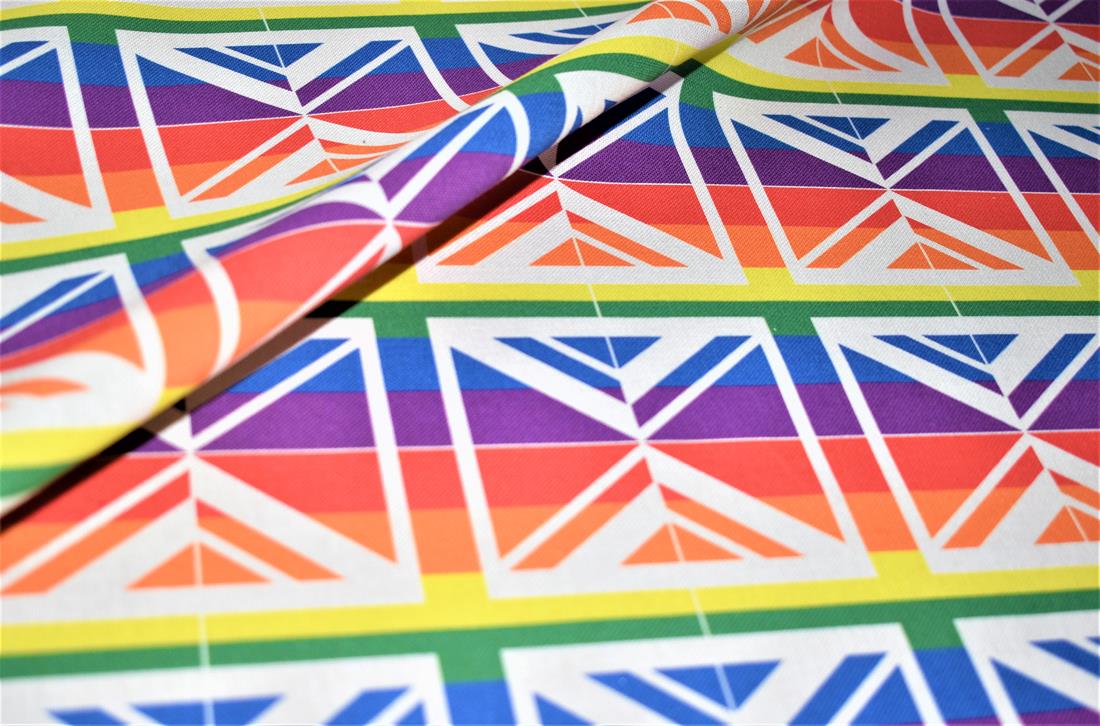 Union Jack Rainbow Printed Digital Canvas Fabric