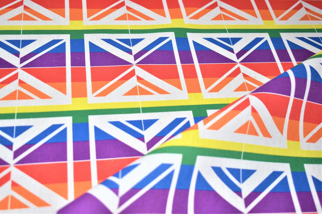 Union Jack Rainbow Printed Digital Canvas Fabric