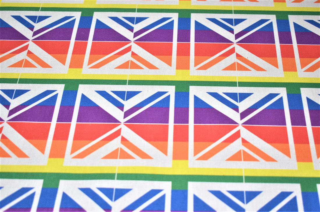 Union Jack Rainbow Printed Digital Canvas Fabric
