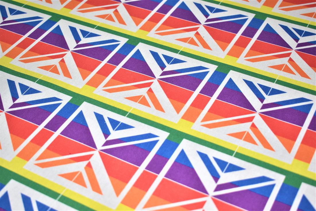 Union Jack Rainbow Printed Digital Canvas Fabric