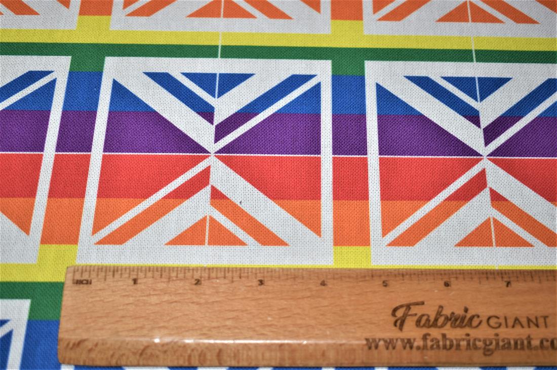 Union Jack Rainbow Printed Digital Canvas Fabric