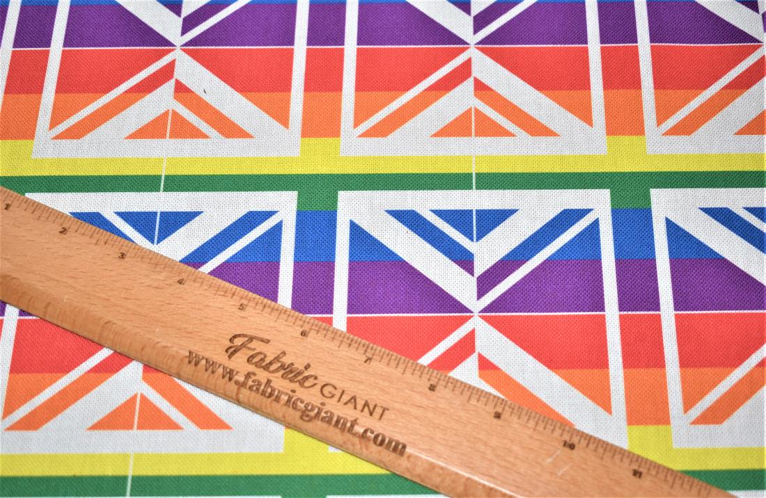 Union Jack Rainbow Printed Digital Canvas Fabric