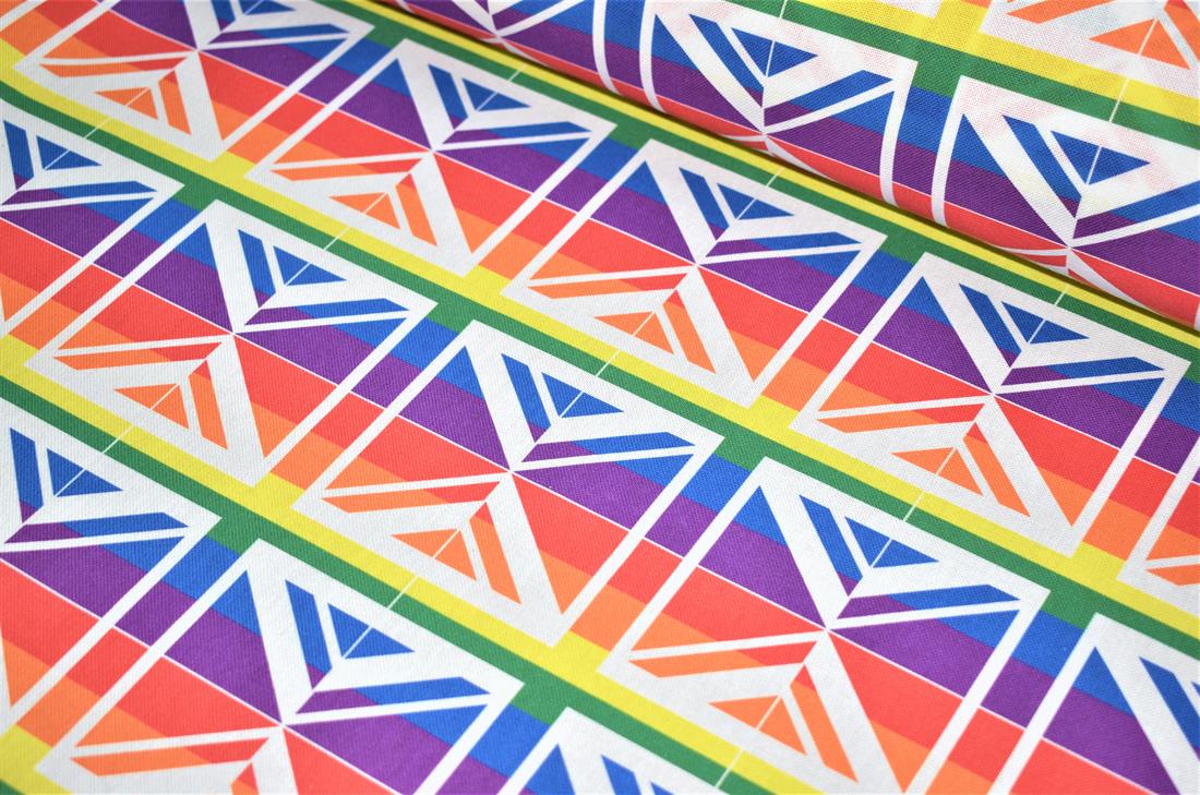 Union Jack Rainbow Printed Digital Canvas Fabric
