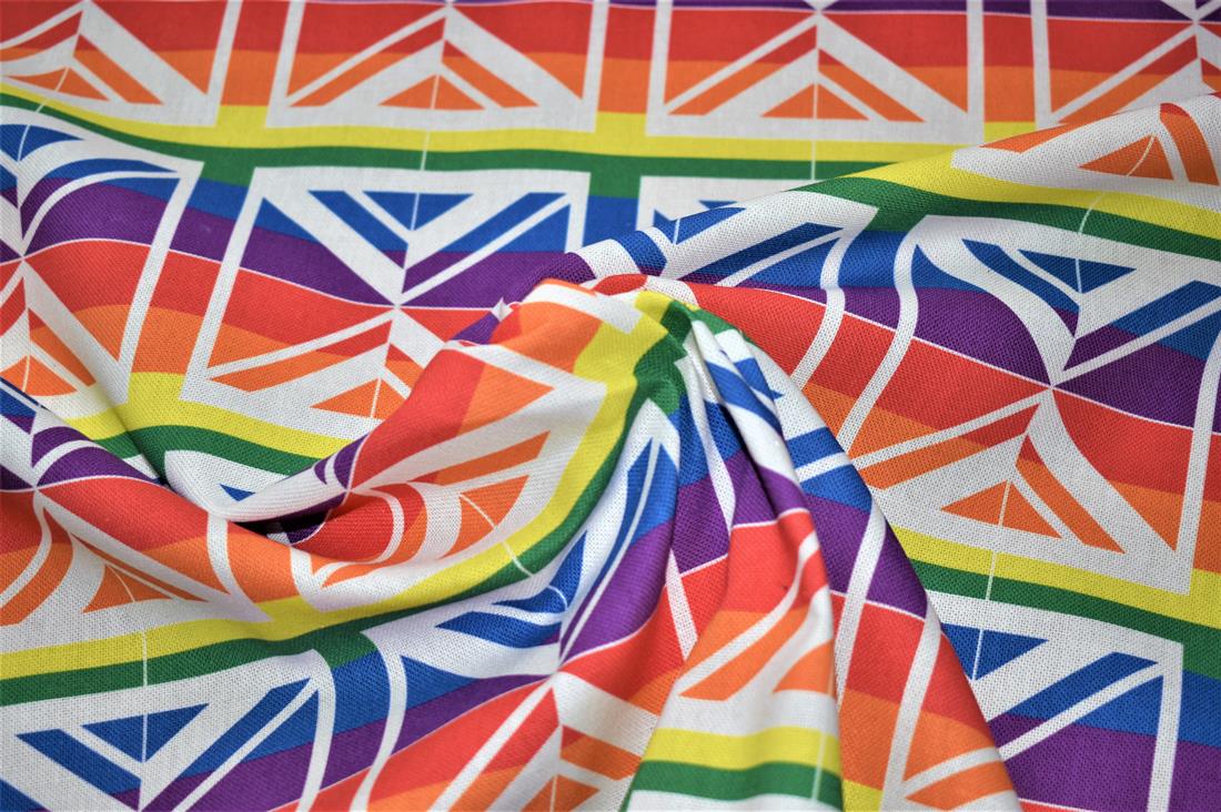 Union Jack Rainbow Printed Digital Canvas Fabric