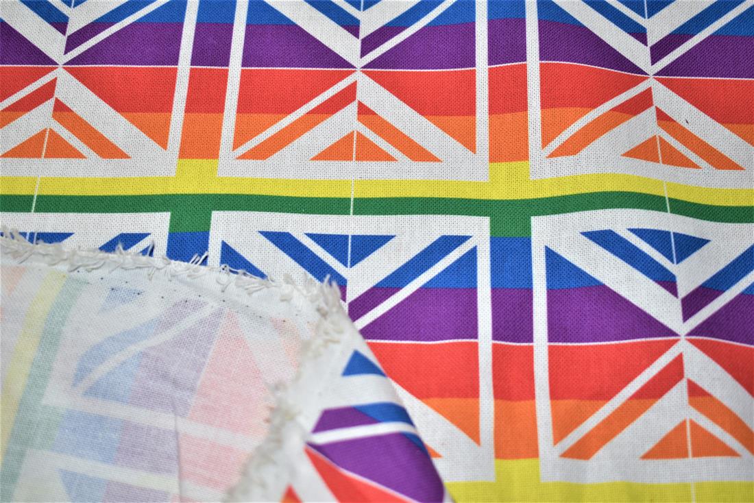 Union Jack Rainbow Printed Digital Canvas Fabric