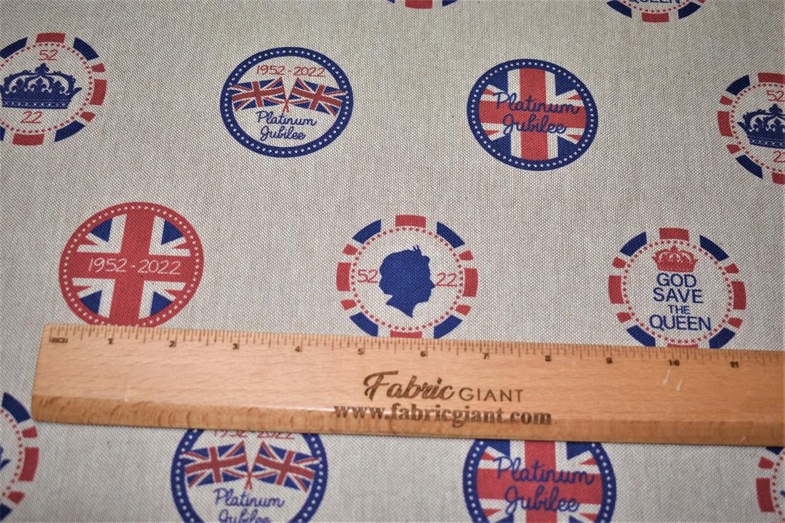 Natural Union Jack -Printed Digital Canvas Fabric