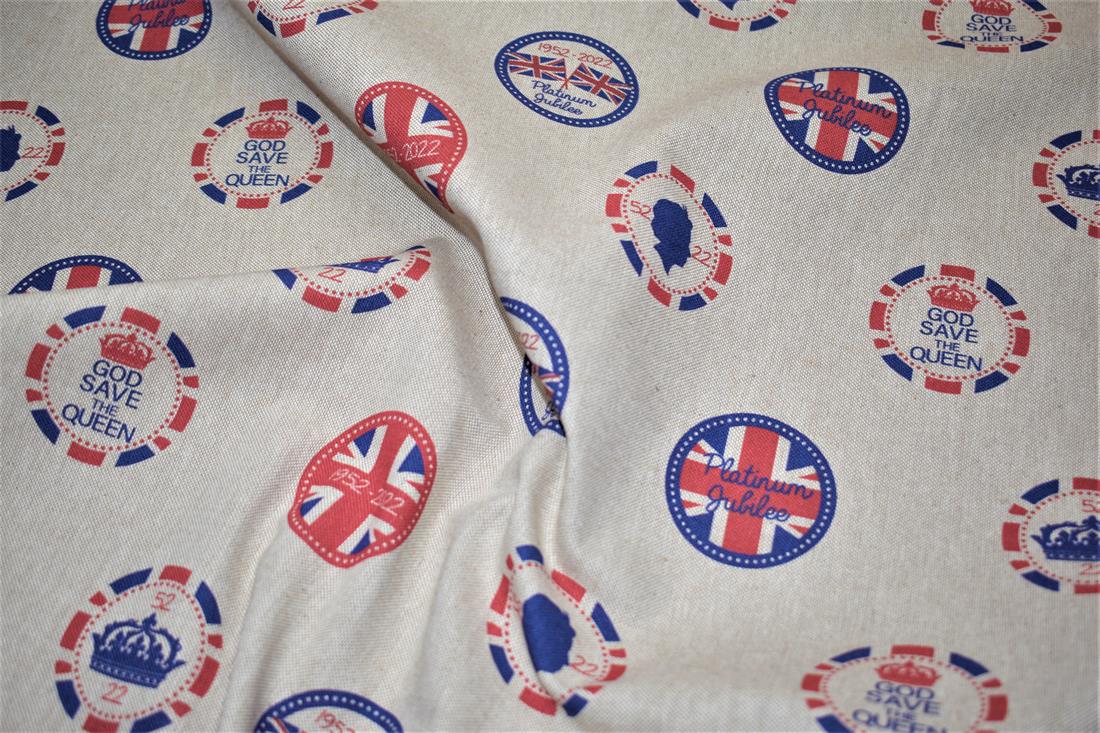 Natural Union Jack -Printed Digital Canvas Fabric