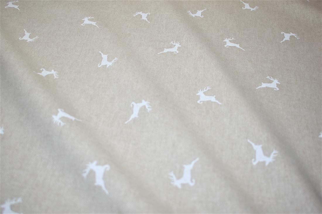 Light Grey Linen Stags Printed Canvas Fabric