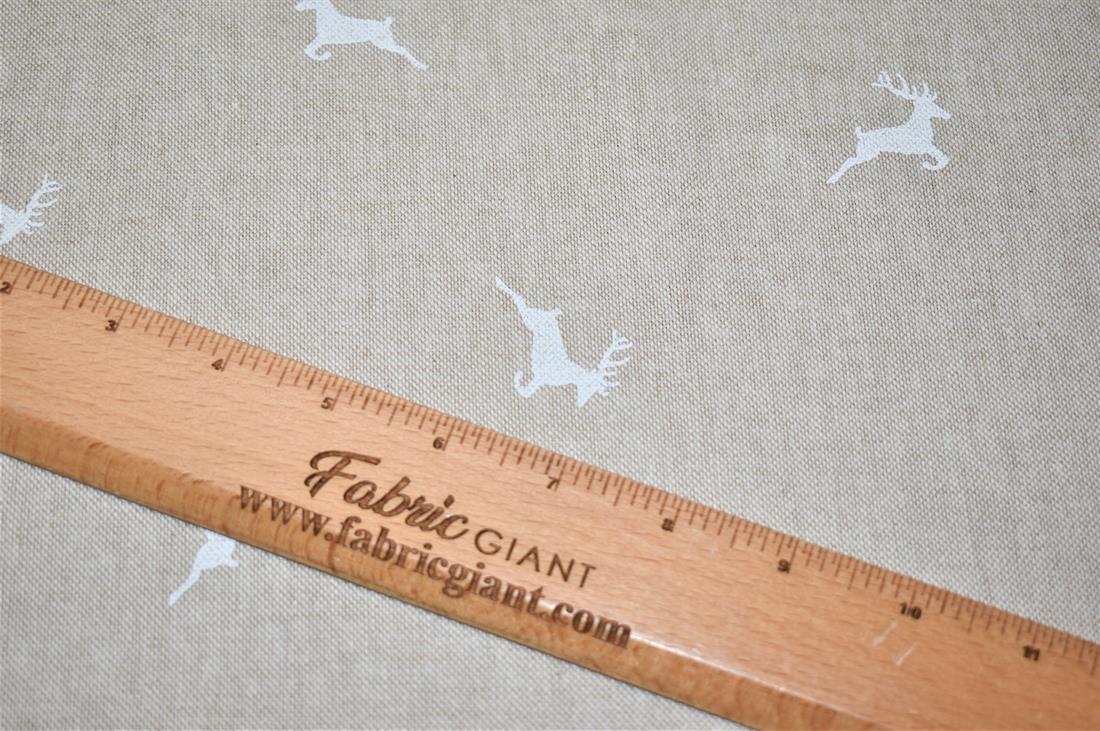 Light Grey Linen Stags Printed Canvas Fabric