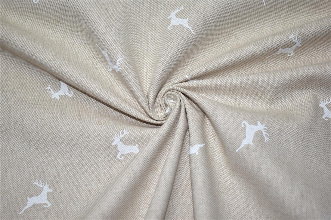 Light Grey Linen Stags Printed Canvas Fabric