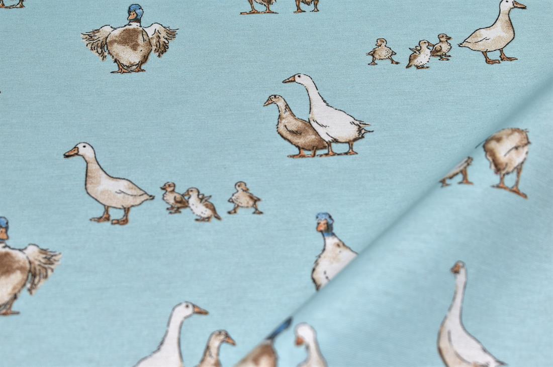 Shabby Ducks Printed Digital Canvas Fabric