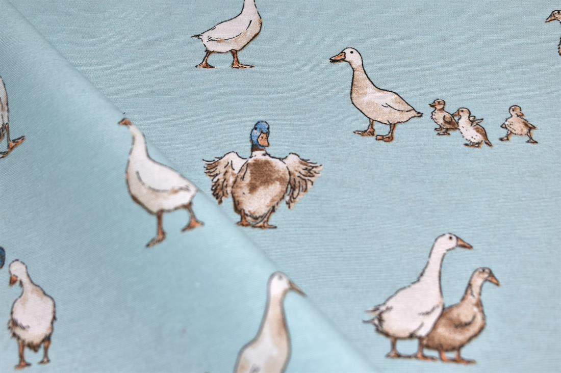 Shabby Ducks Printed Digital Canvas Fabric