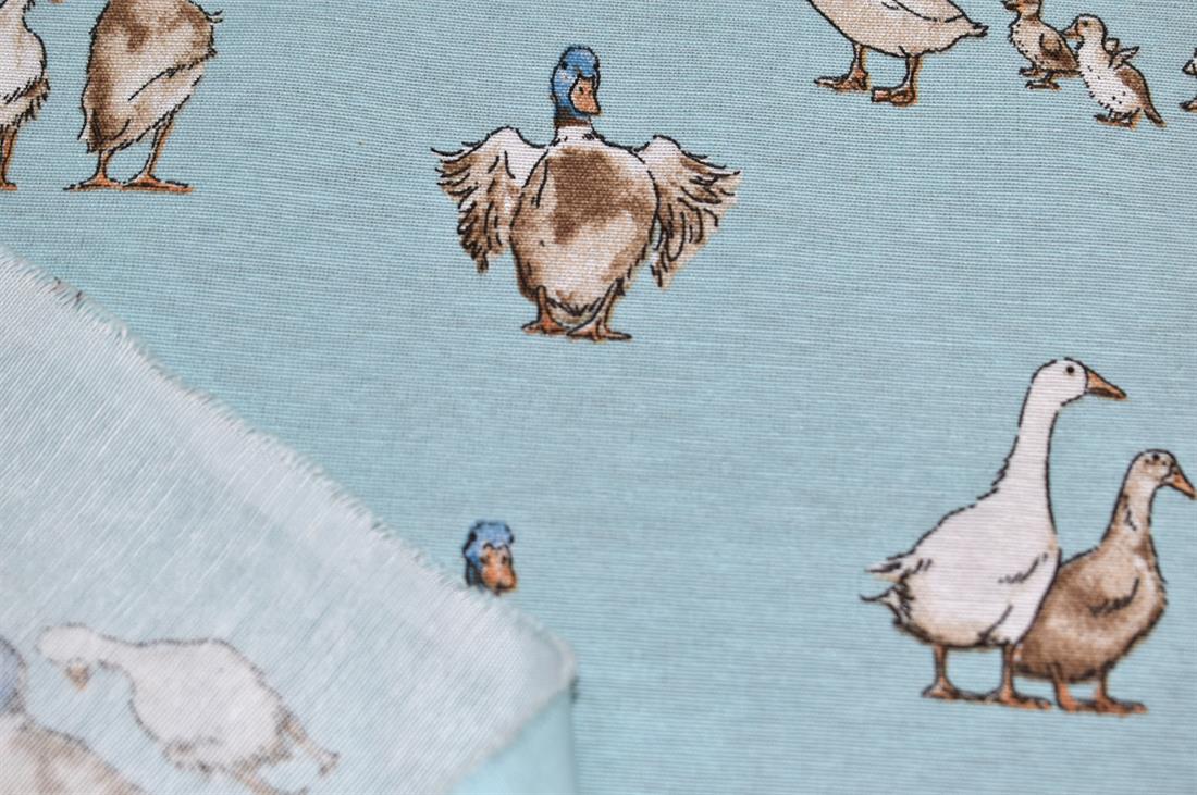 Shabby Ducks Printed Digital Canvas Fabric