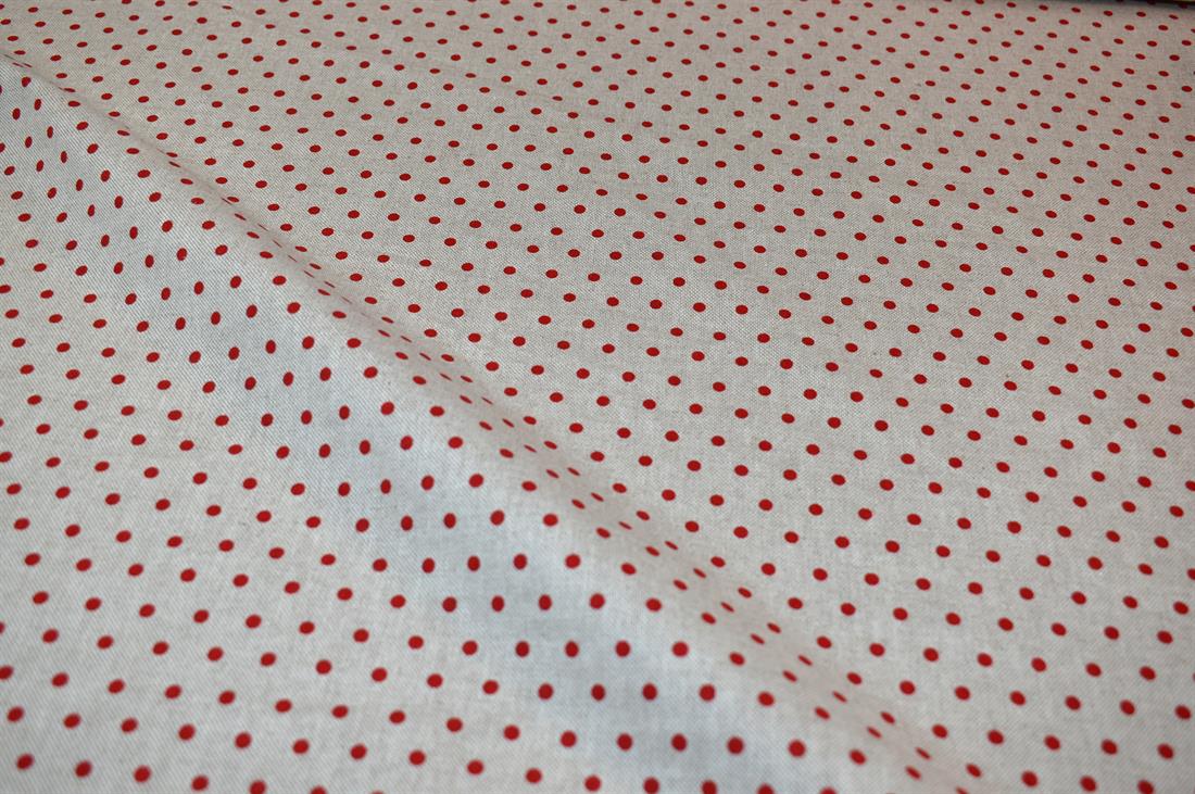 Natural Red Dots Red Linen