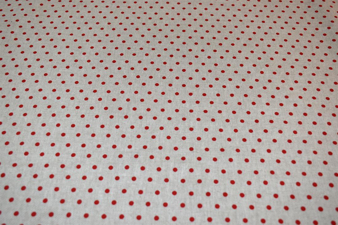Natural Red Dots Red Linen