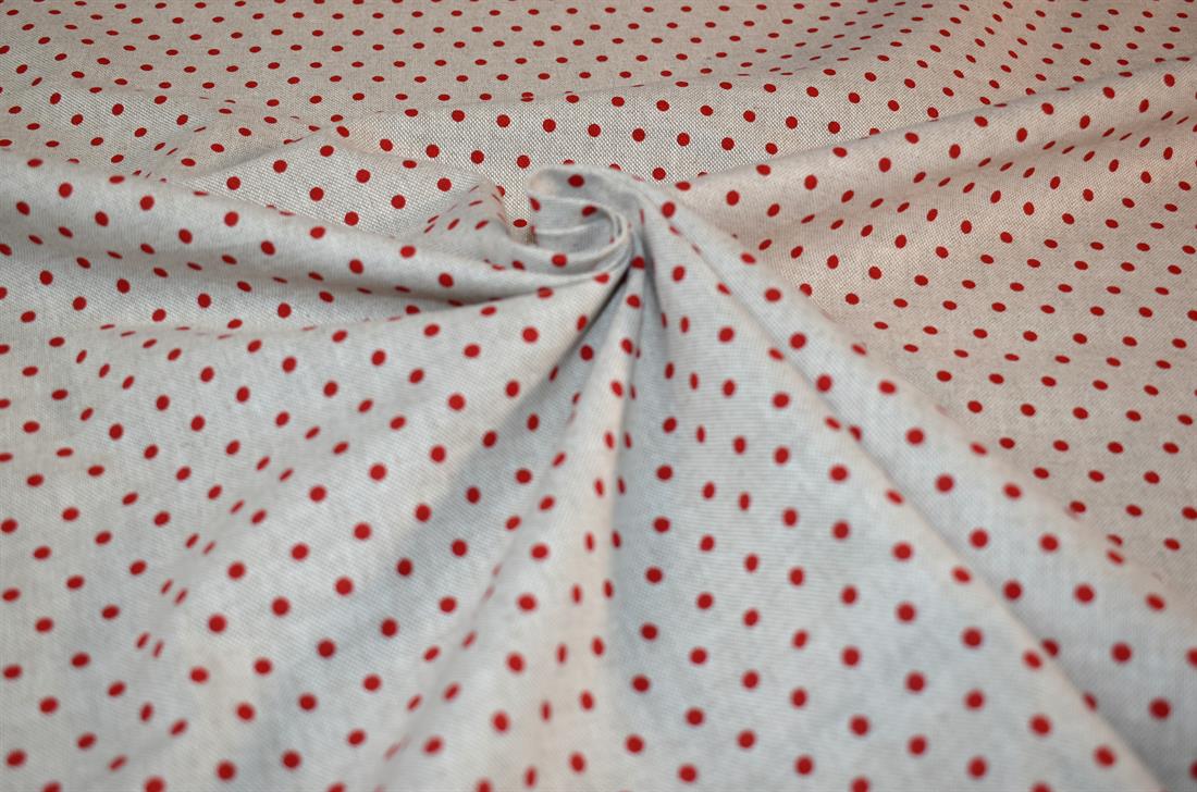 Natural Red Dots Red Linen
