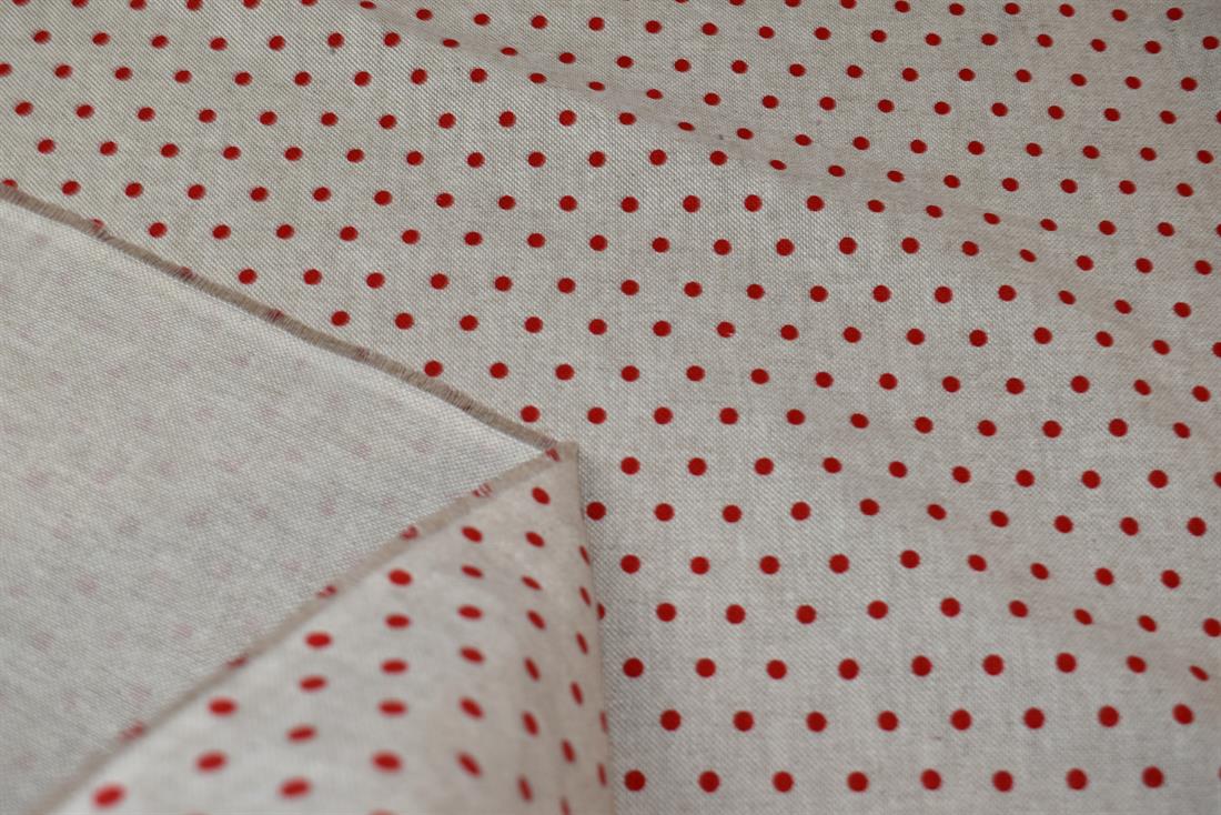 Natural Red Dots Red Linen