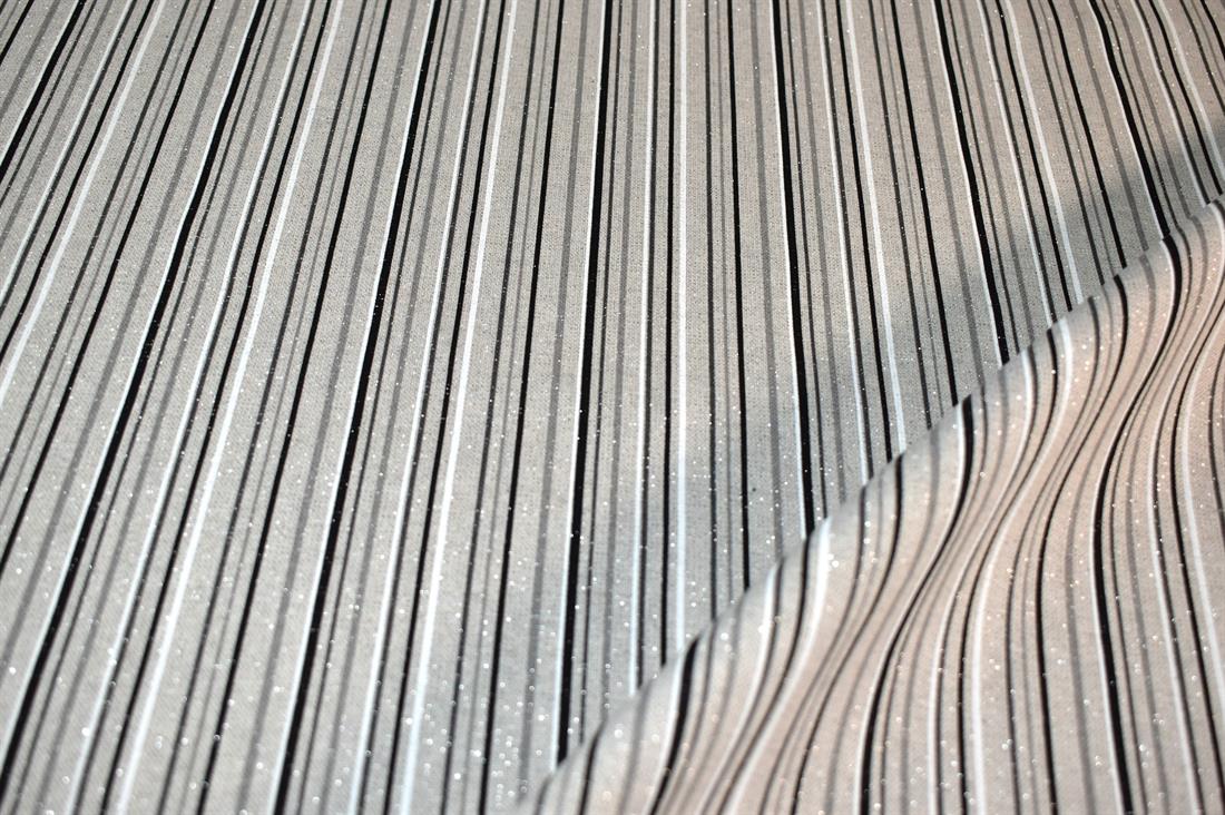 Light Grey Sparkle Strips Printed Digital Canvas Fabric