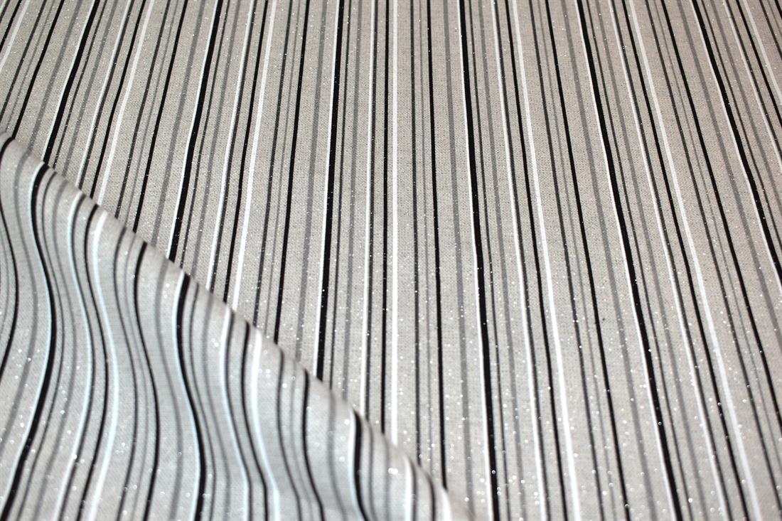 Light Grey Sparkle Strips Printed Digital Canvas Fabric