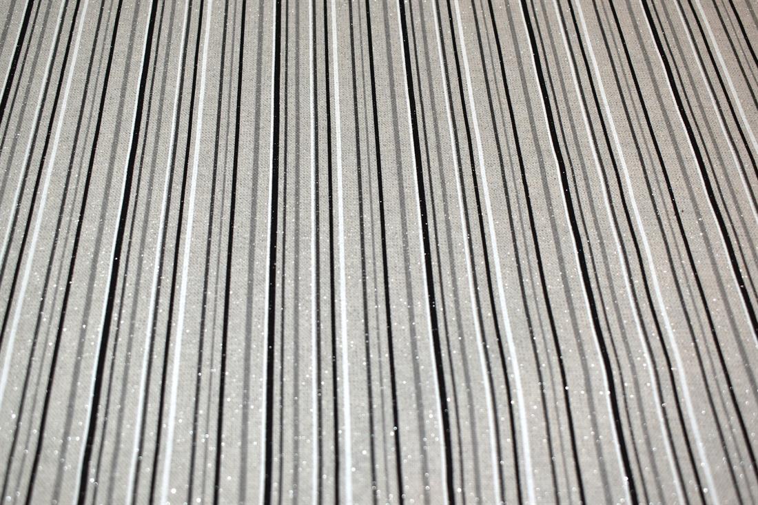 Light Grey Sparkle Strips Printed Digital Canvas Fabric