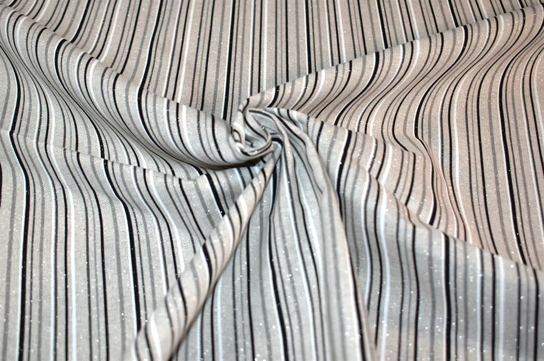 Light Grey Sparkle Strips Printed Digital Canvas Fabric