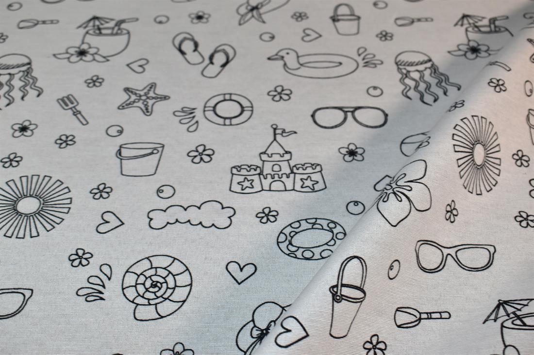 White Printed Digital Canvas Fabric
