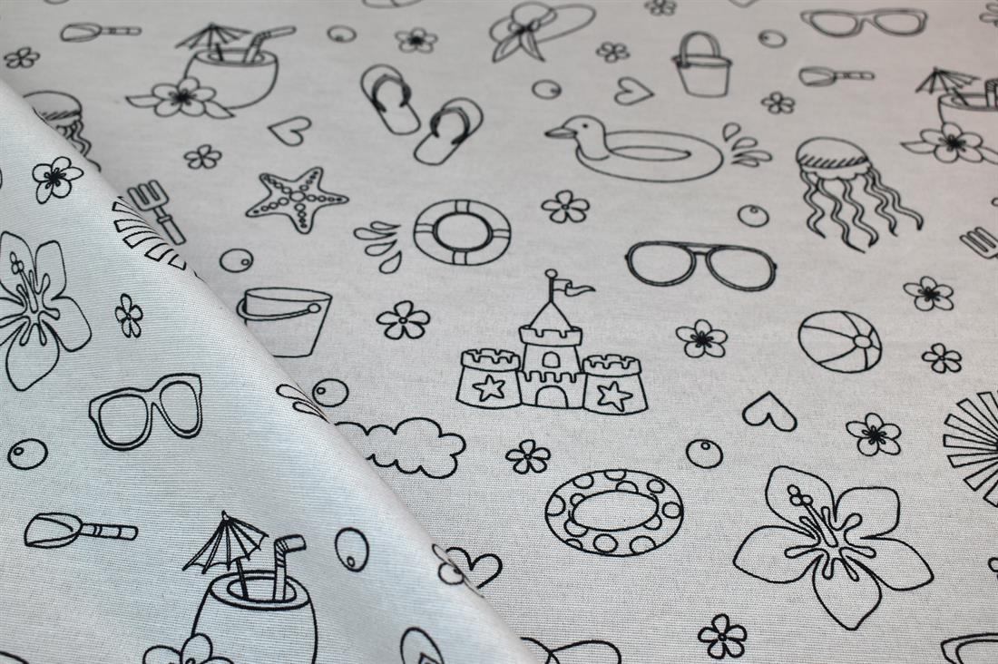 White Printed Digital Canvas Fabric