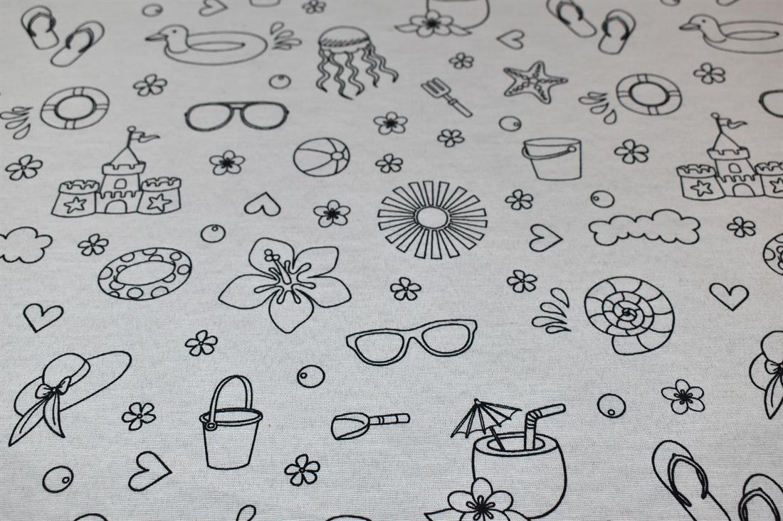 White Printed Digital Canvas Fabric