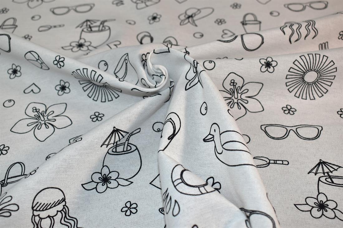 White Printed Digital Canvas Fabric