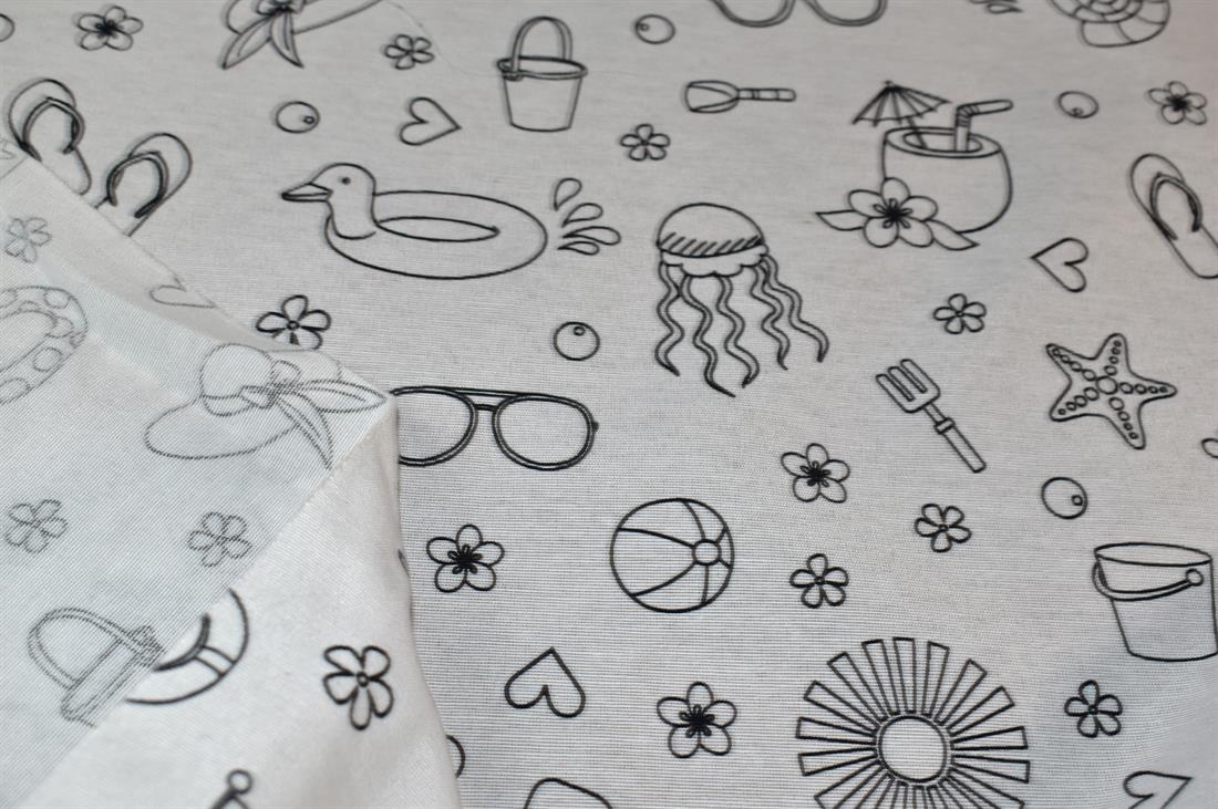 White Printed Digital Canvas Fabric