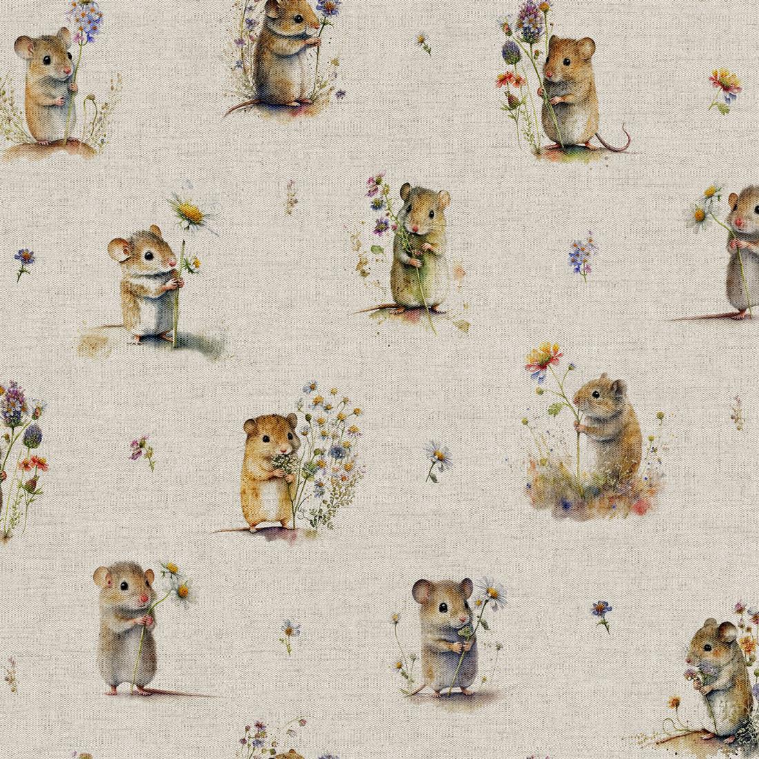 Natural Field Mice All Over Printed Digital Canvas