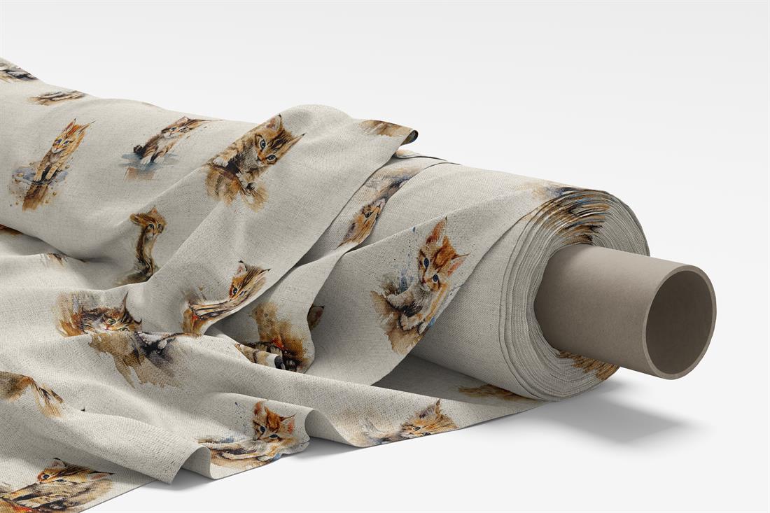 Natural Puddle Kittens All Over Printed Digital Canvas