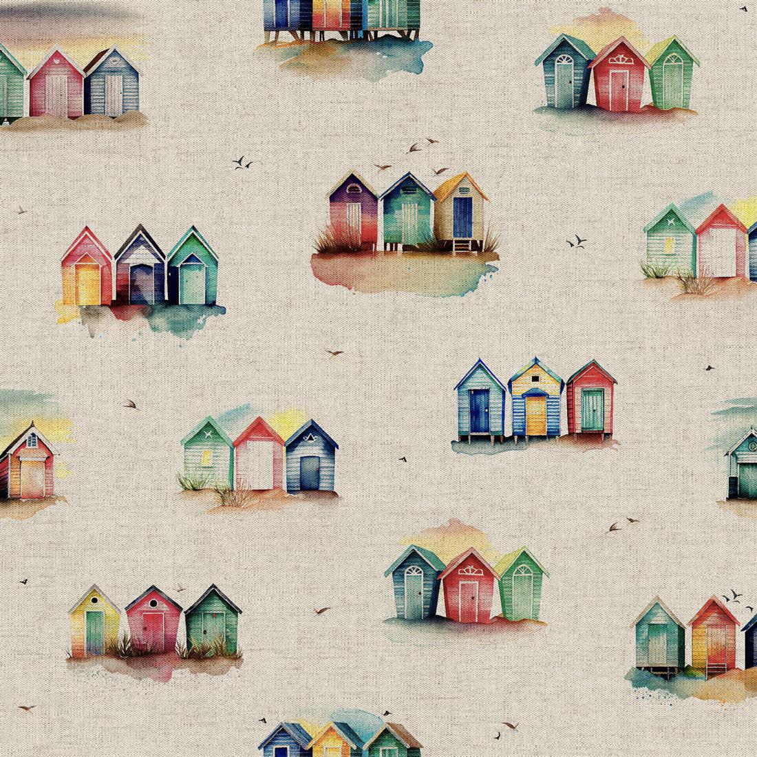 Natural Beach Huts All Over Printed Digital Canvas