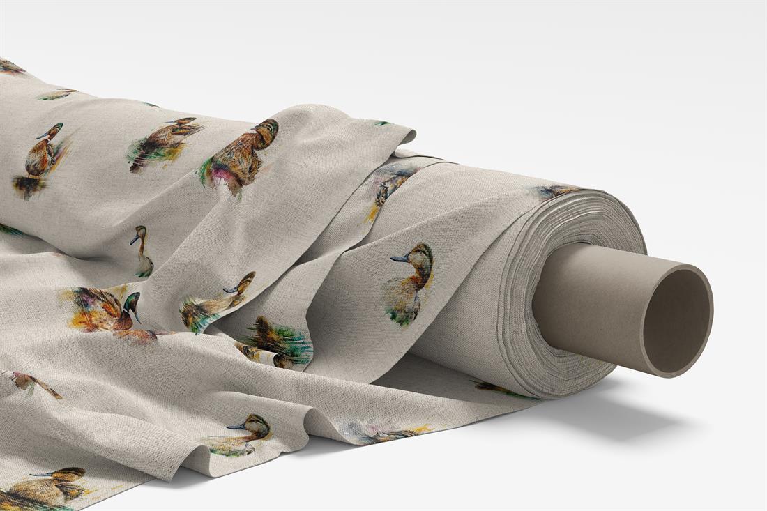 Natural Watercolour Ducks All Over Printed Digital Canvas