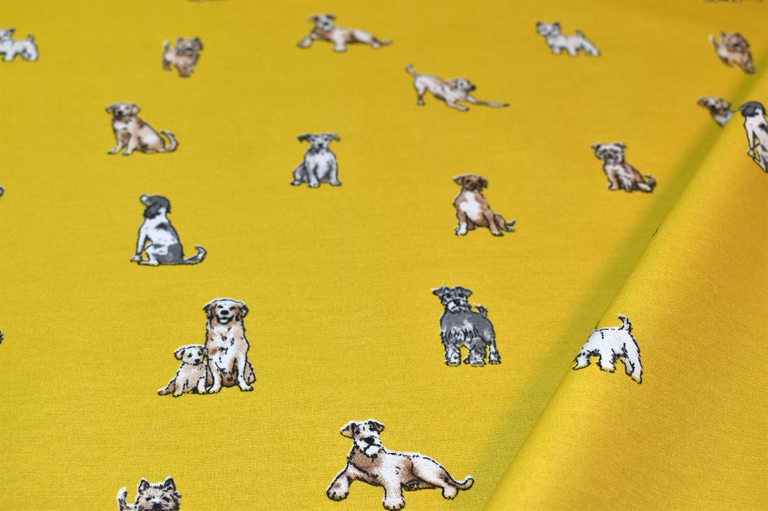 Shabby Dogs Printed Digital Canvas Fabric