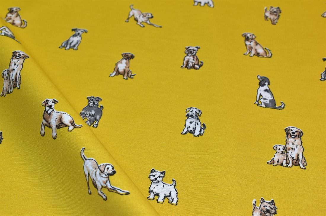 Shabby Dogs Printed Digital Canvas Fabric