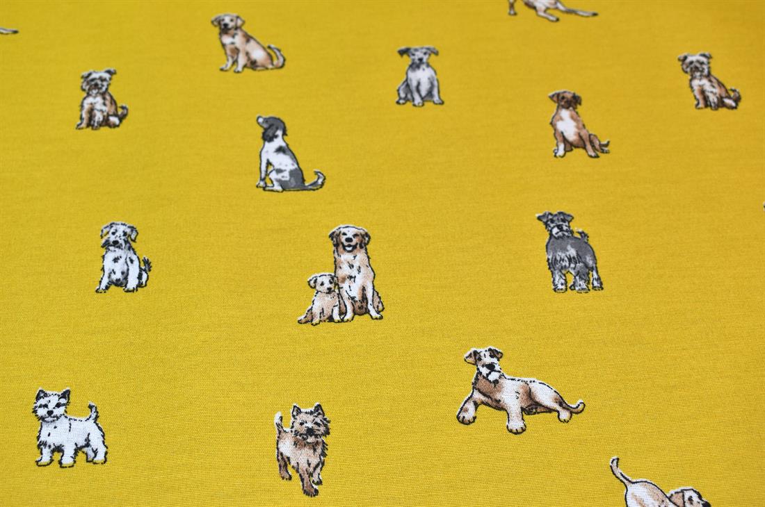 Shabby Dogs Printed Digital Canvas Fabric