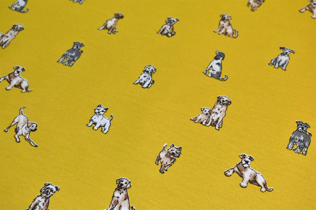 Shabby Dogs Printed Digital Canvas Fabric