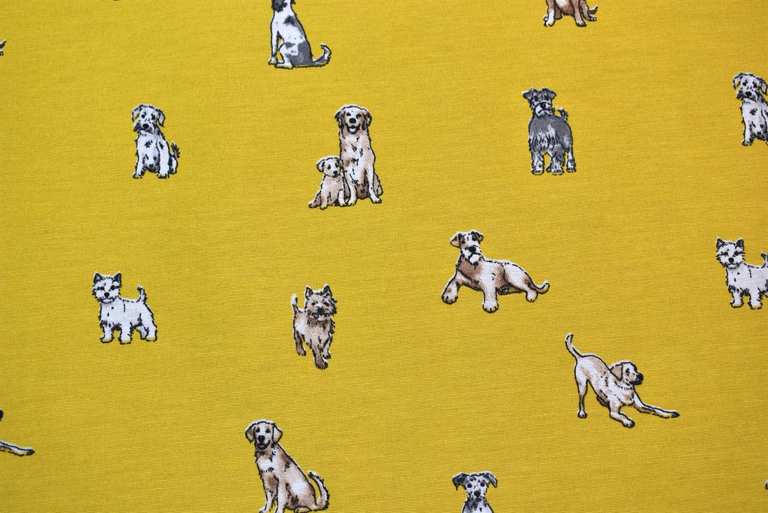Shabby Dogs Printed Digital Canvas Fabric
