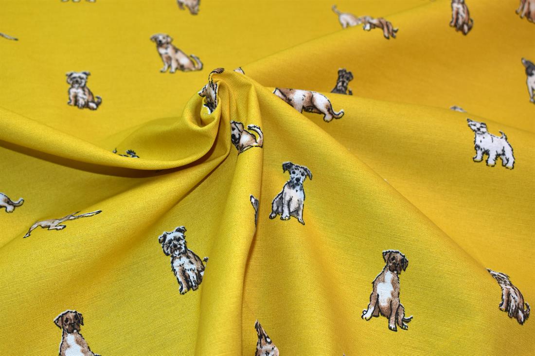 Shabby Dogs Printed Digital Canvas Fabric