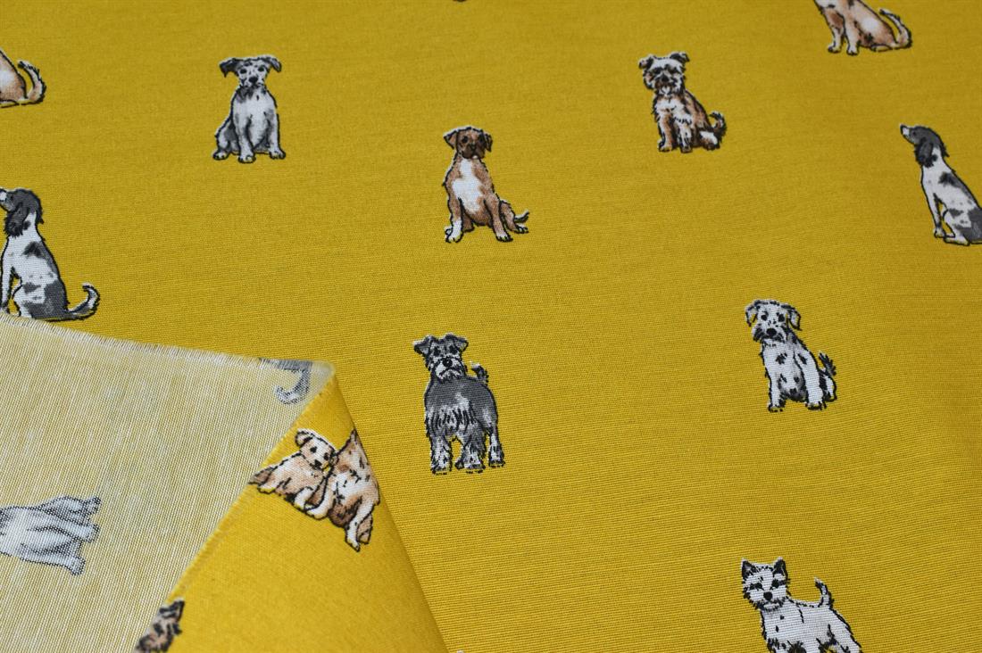Shabby Dogs Printed Digital Canvas Fabric