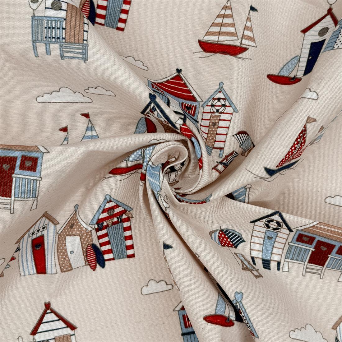 Beach Huts Printed Digital Canvas Fabric