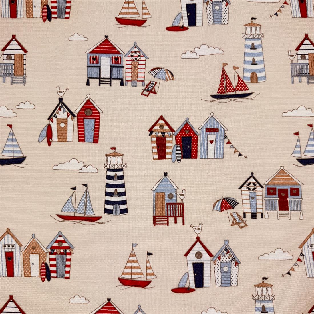 Beach Huts Printed Digital Canvas Fabric
