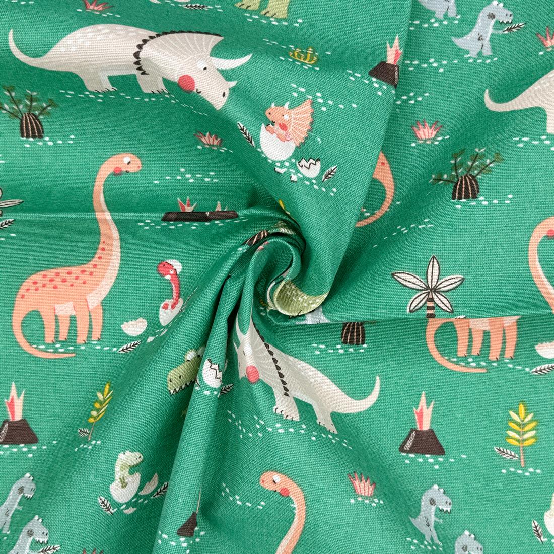 Dino World Printed Digital Canvas Fabric